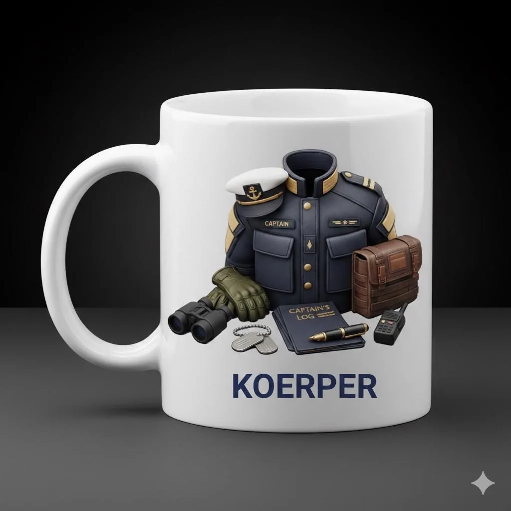Personalized Leader's Tribute Mug, Custom Name Ceramic Coffee Cup, Service-Inspired Uniform Design Gift (