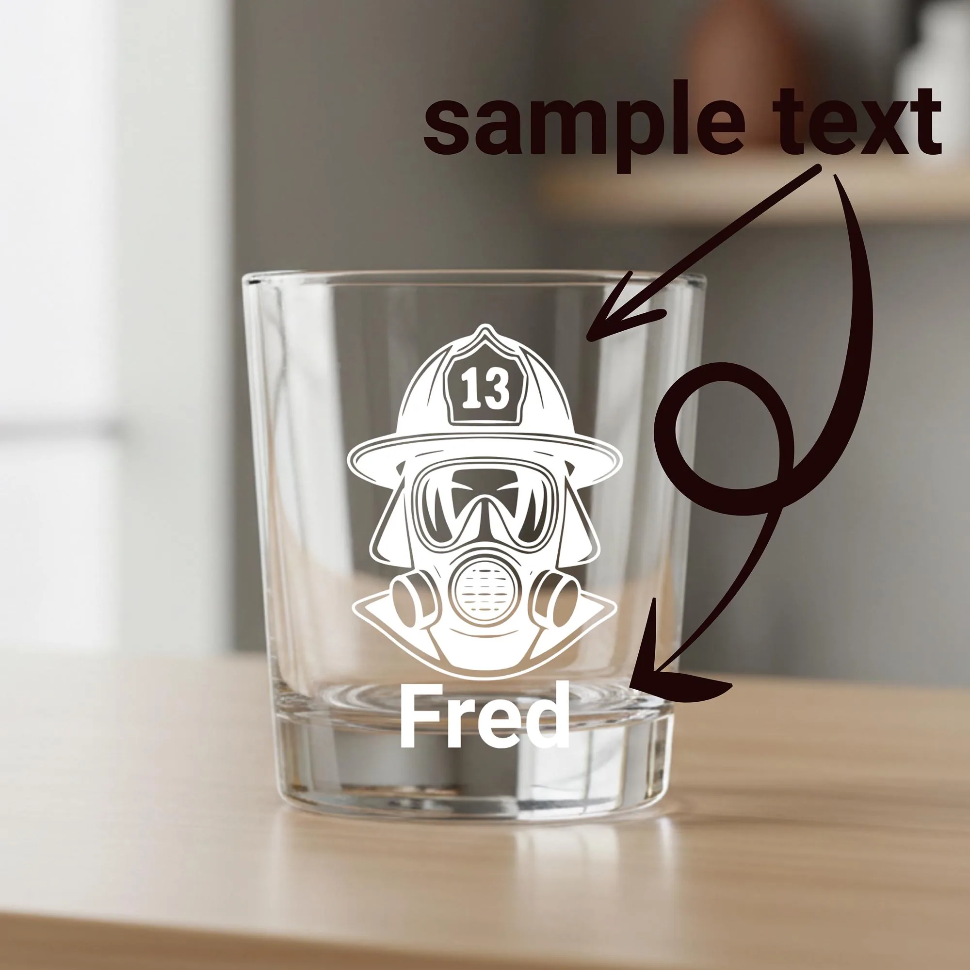 Personalized First Responder Whiskey Glass, Custom Helmet Name Engraved Rocks Glass, Public Safety Gift