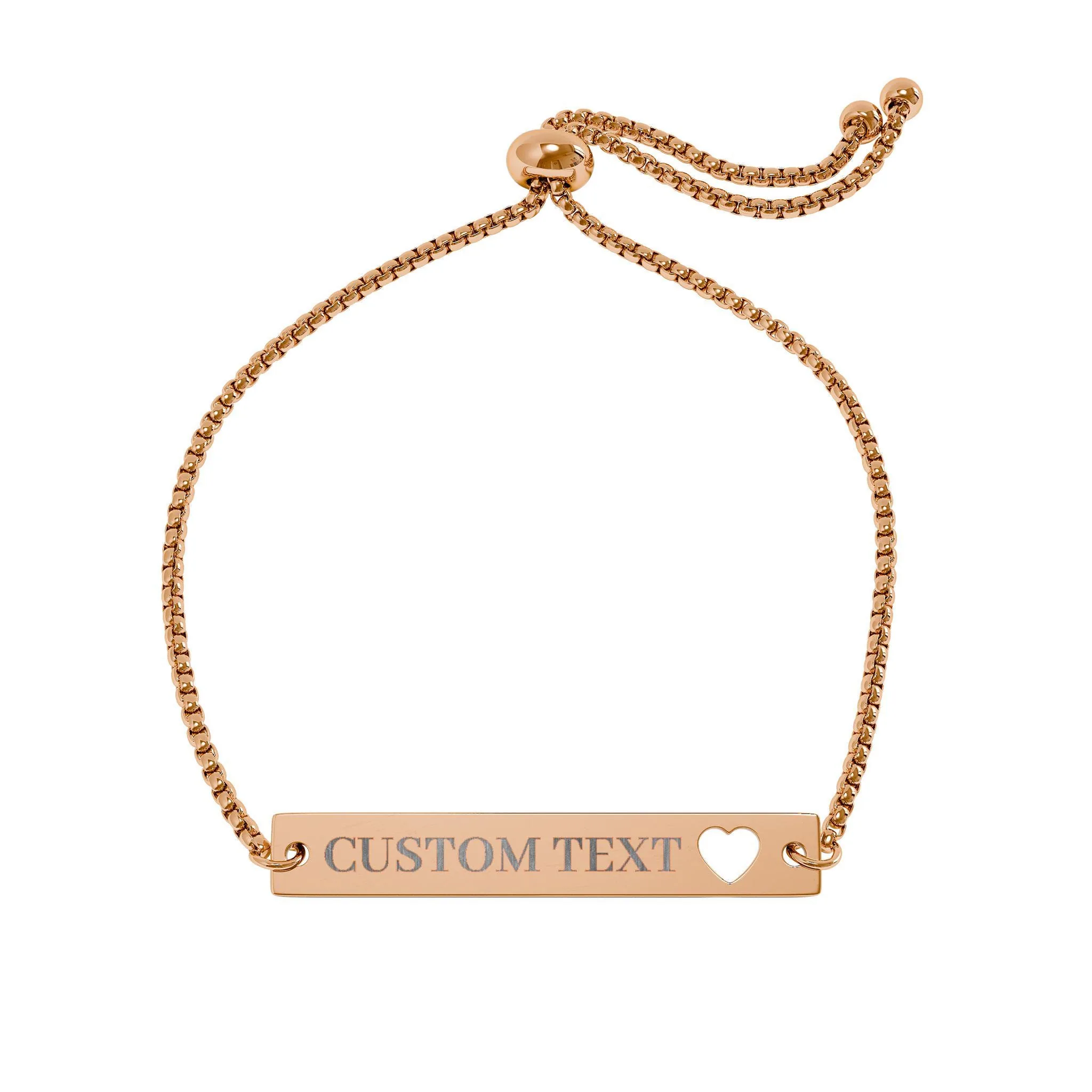 Cutout Heart Custom Engraved Bracelet | Adjustable Bar Bracelet, Couples